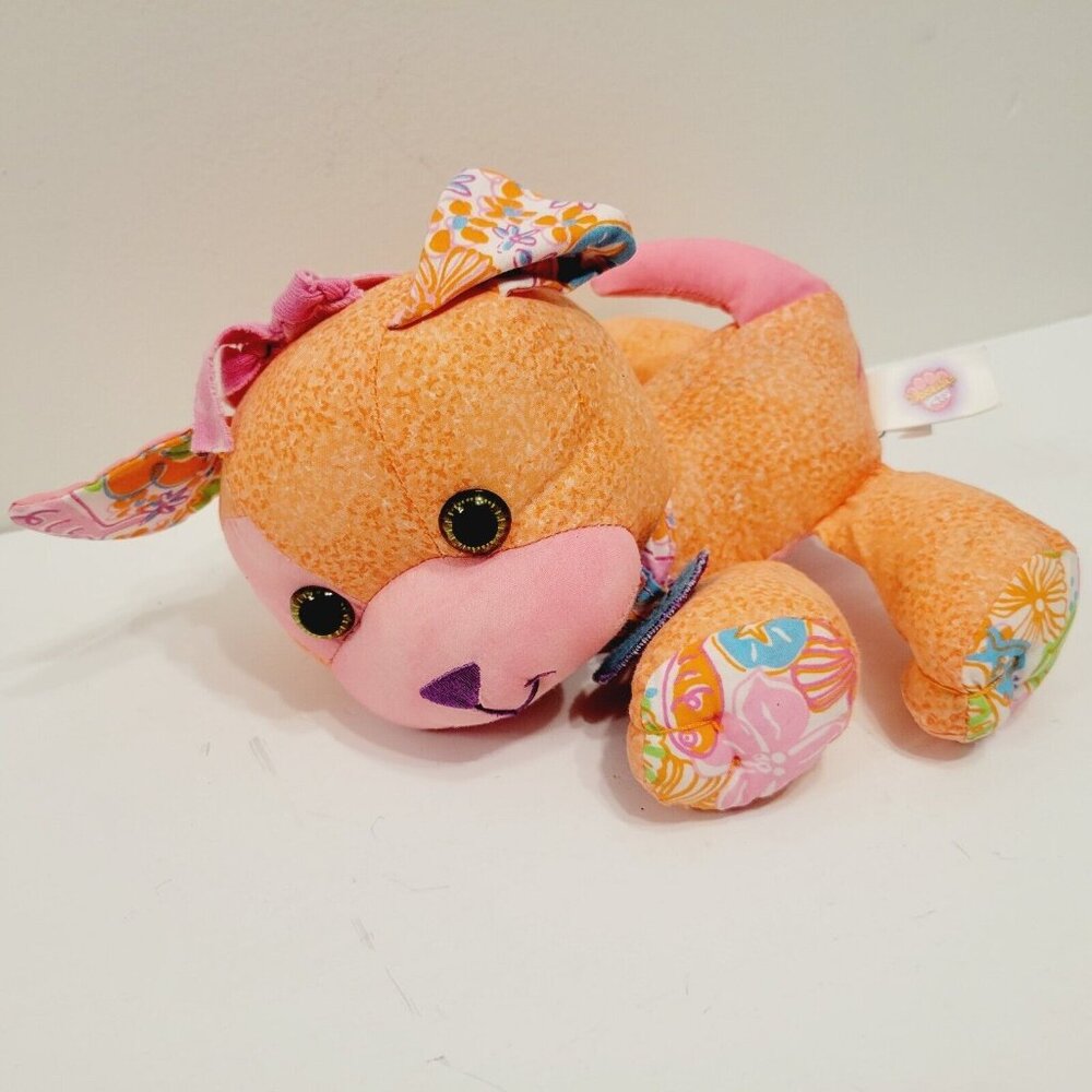 Vtg 2005 Orange and Pink Doodle Pets Puppy Plush Lovey Toy